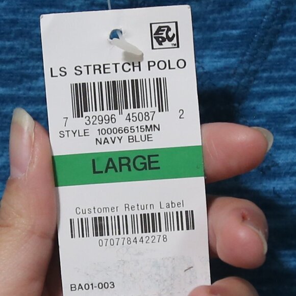 KAREN SCOTT LS Stretch Polo Heathered Space Dye Blue Pullover Sweater - Picture 7 of 9